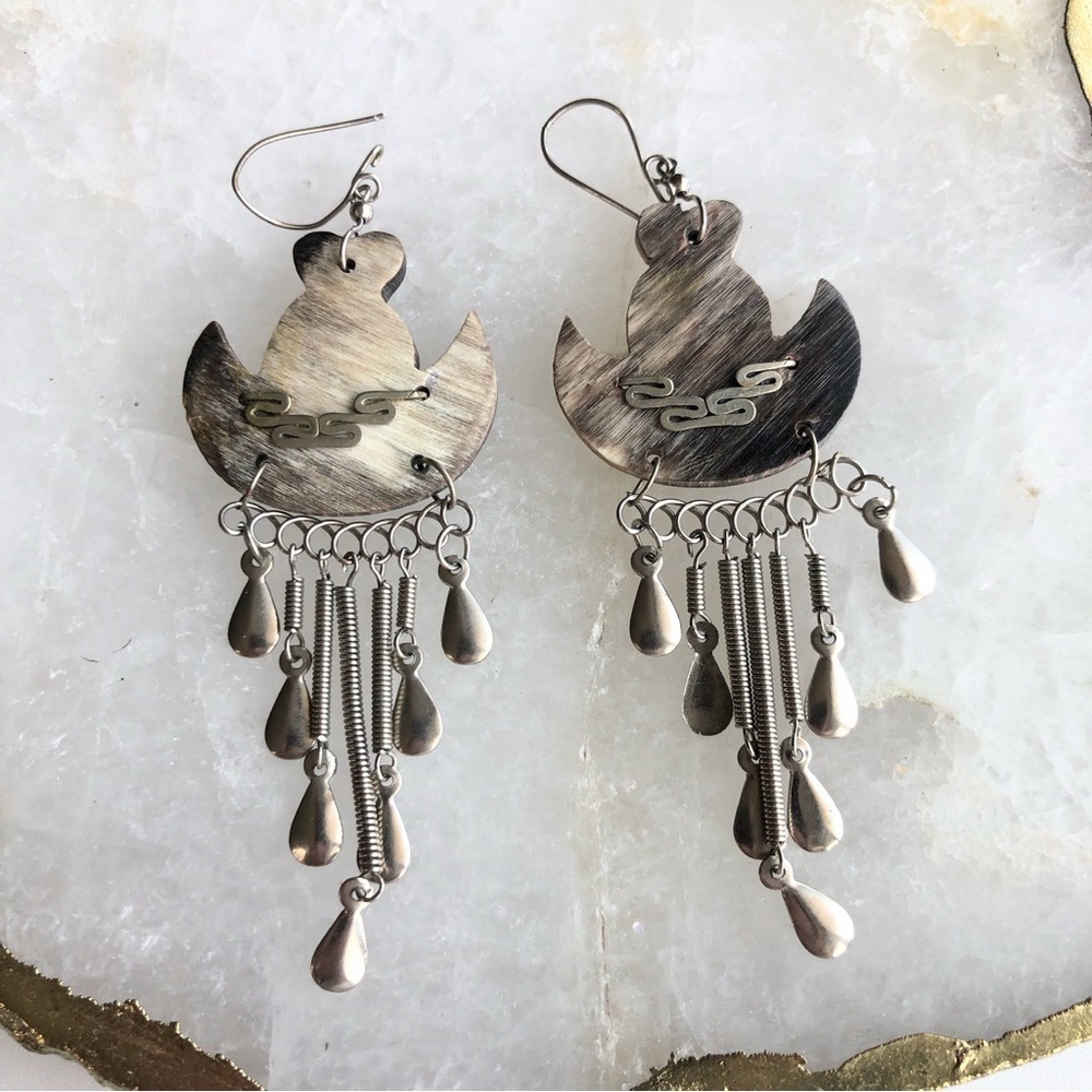 Western CowboyHat Shell silver Earrings